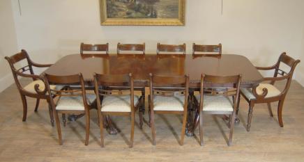 Chippendale Dining Table Set Regency Chairs Suite 