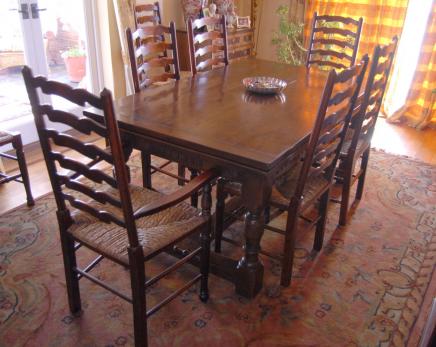 Oak Refectory Table Set Ladderback Chairs 