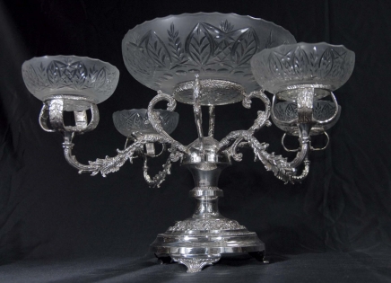 Silver Plate Rococo Dish Epergene Centrepiece