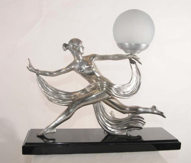 Deco Bronze Light Lamp Signed Ouline 1920s Deco Bronze Light Lamp Signed Ouline 1920s