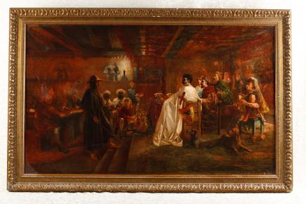 Antique Oil Painting Othello Scene Shakespeare Moor English