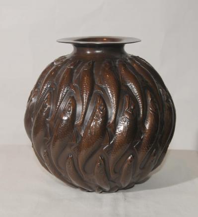 Art Nouveau Bronze Lalique Fish Bowl