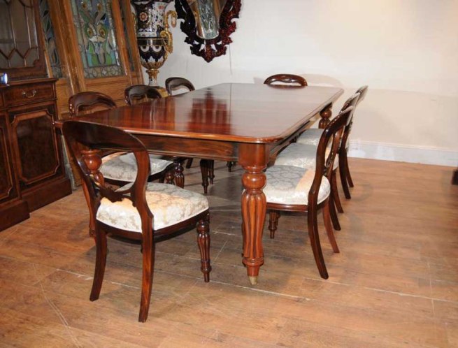 Victorian Mahogany Dining Table Set Chairs Balloon Back