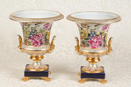 Sevres Porcelain Tropical Campana Planters Urns Bowls