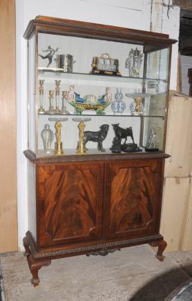 Antique Victorian Mahogany Display Cabinet Specimen Museum Chippendale