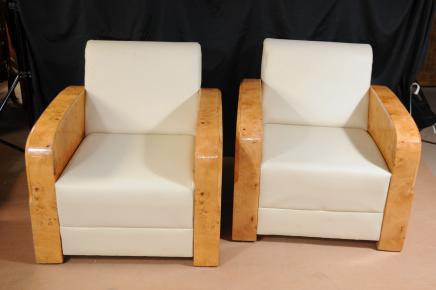 2 Art Deco Club Chairs Sofa Armchairs Arm 