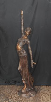 4 ft French Art Nouveau Dancer Bronze Figurine 4 ft French Art Nouveau Dancer Bronze Figurine