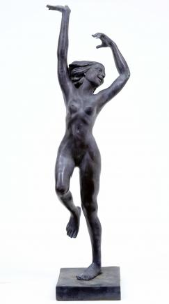 6.5ft Art Nouveau French Bronze Dancing Figurine Girl
