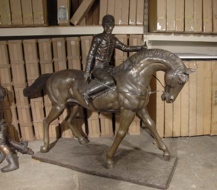 6ft Lifesize French Bronze Horse & Jockey Bonheur