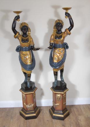 8 Ft Italian Venetian Blackamoor Torcheres Moors Statue 8 Ft Italian Venetian Blackamoor Torcheres Moors Statue