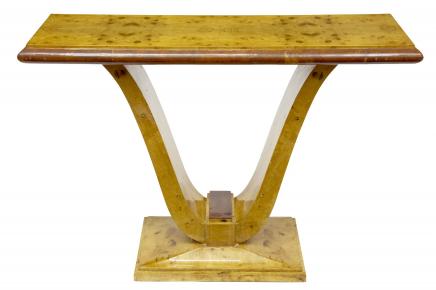 Art Deco Blonde Walnut Console Table Retro Furniture