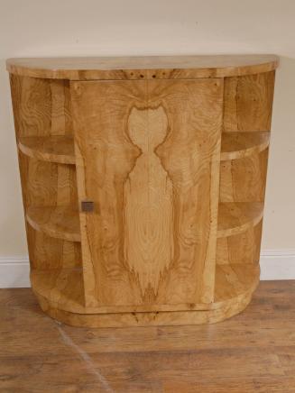 Art Deco Bookcase Cabinet Blonde Walnut Furniture
