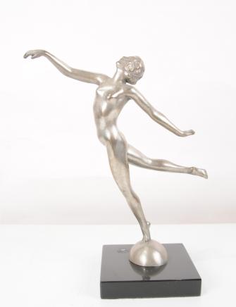 Art Deco Bronze Graceful Dancer Statue Semi Naked Figurine