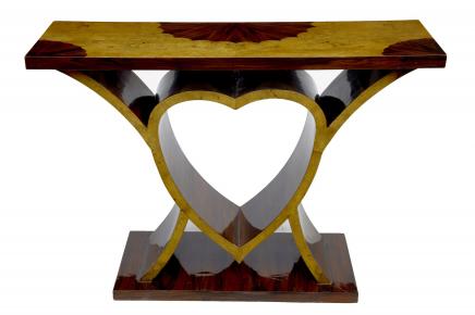 Art Deco Love Console Table Heart Inlay Hall Tables