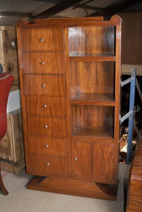 Art Deco Rosewood Bookcase Shelf Unit Books