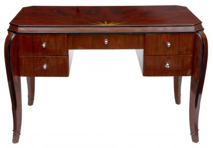 Art Deco Vintage Desk Rosewood Bureau Plat Dressing Table Inlay 