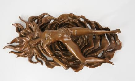 Art Nouveau Bronze Nude Erotic Female Figurine Sexy Lady Plaque Art Nouveau Bronze Nude Erotic Female Figurine Sexy Lady Plaque