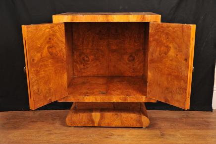 Blonde Walnut French Art Deco Cabinet Chest Bedside Commode