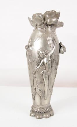 Bronze Art Nouveau Maiden Urn French Vase