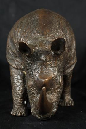 Bronze Casting African Rhino Statue Rhinoceros Tribal Art