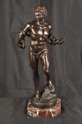 Bronze Casting Male Nude Apollo Figurine