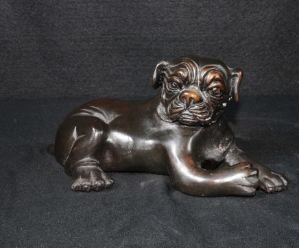 Bronze Pug Dog Statue Casting Figurine Dogs