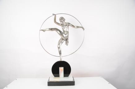 French Art Deco Bronze Hoop Dancer By Limoun 1920s Statue Figurine