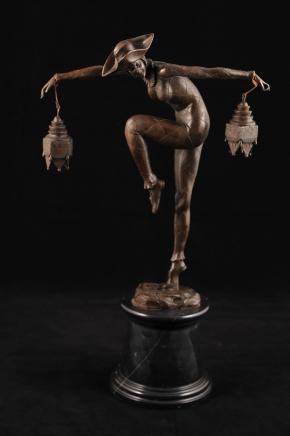 FRENCH ART DECO CLOWN FIGURINE SIGNED BOURRAINE