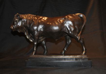 French Bronze Bull Statue by Barye French Bronze Bull Statue by Barye