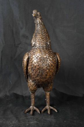 French Bronze Chicken Statue Bird Rooster Hen Farmhouse Animal