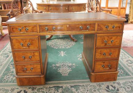 George II Knee Hole Desk Walnut Bureau