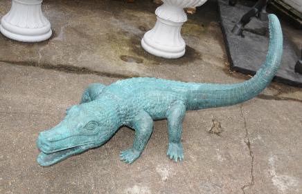 Large Bronze Crocodile Alligator Statue Garden Art Large Bronze Crocodile Alligator Statue Garden Art