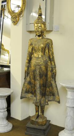 Large Carved Thai Buddha Statue Buddhist Buddhism Painted Figure Religious Art