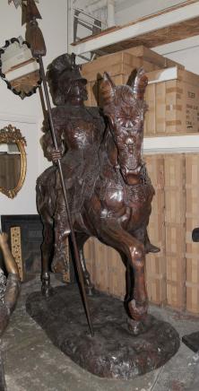 Lifesize English Bronze Knight On Horseback Medieval Statue Soldier Crusades
