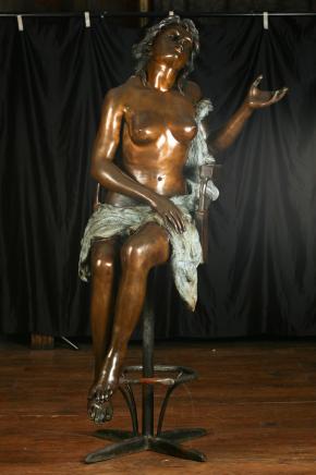 Lifsize Bronze Female Nude Stool Figurine Art Nouveau Naked Lady Lifsize Bronze Female Nude Stool Figurine Art Nouveau Naked Lady