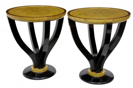 Pair Art Deco Biederemier Side Sofa Tables Vintage Furniture