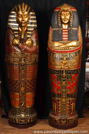 Pair French Empire Mummy Cabinets Egyptian Egypt Mummies Pharo
