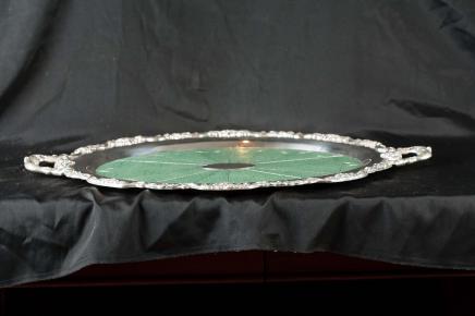Victorian Silver Plate Shagreen Butlers Tray Platter