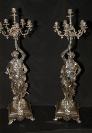 3 ft French Silver Plate Gregoire Candelabras Liberty New York
