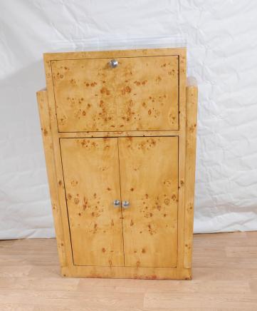 Art Deco Blonde Walnut Cocktail TV Cabinet Cupboard