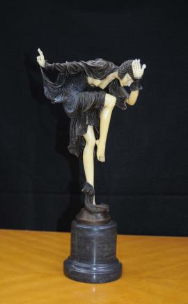 Art Deco Bronze 1920s Figurine Serpent Dancer Statue French