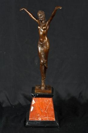 Art Deco Bronze Chiparus Statue Signed Egyptian Dancer