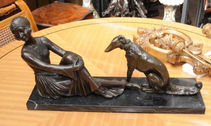Art Deco Bronze Figurine Statue Greyhound Dog