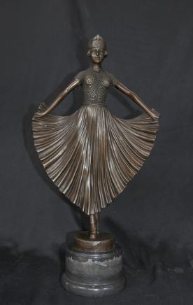 Art Deco Bronze Signed Chiparus Dancer Figurine