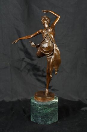 Art Deco Dancer Girl Bronze Statue Signed B Zach Casting