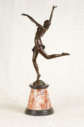 Art Deco Dancer Statue Female Figurine Signed Zach