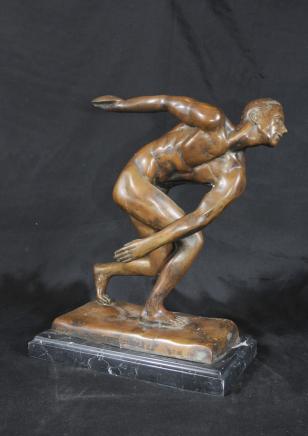 Bronze Discus Thrower Statue Classic Italian Art