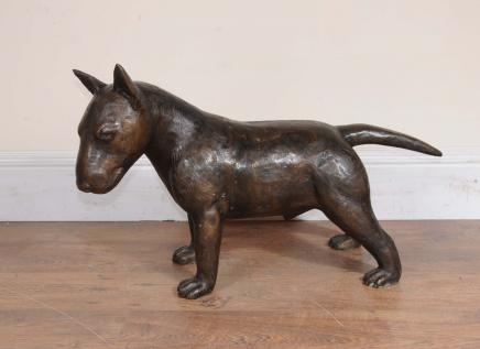 Bronze English Bull Terrier Statue Lifesize