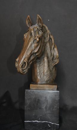 Bronze Horse Head Bust Horses Signed Milo French