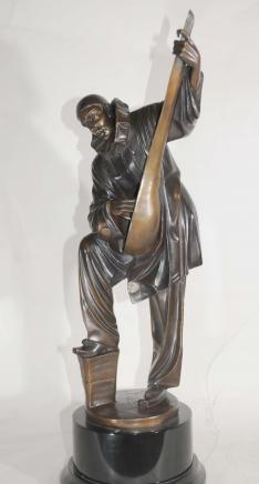 Chiparus Art Deco Bronze Clown Mandolin Statue Chiparus Art Deco Bronze Clown Mandolin Statue
